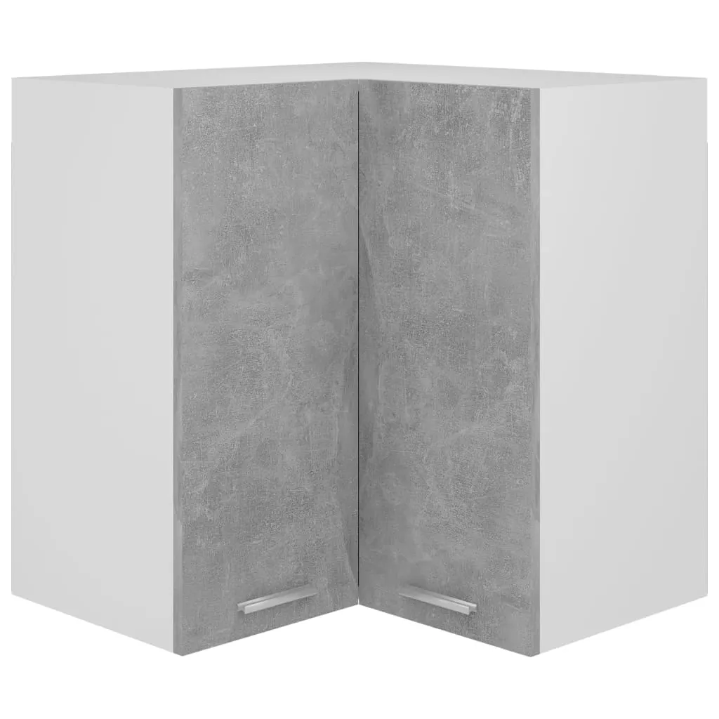 vidaXL Pensile Angolare Grigio Cemento 57x57x60cm in Legno Multistrato