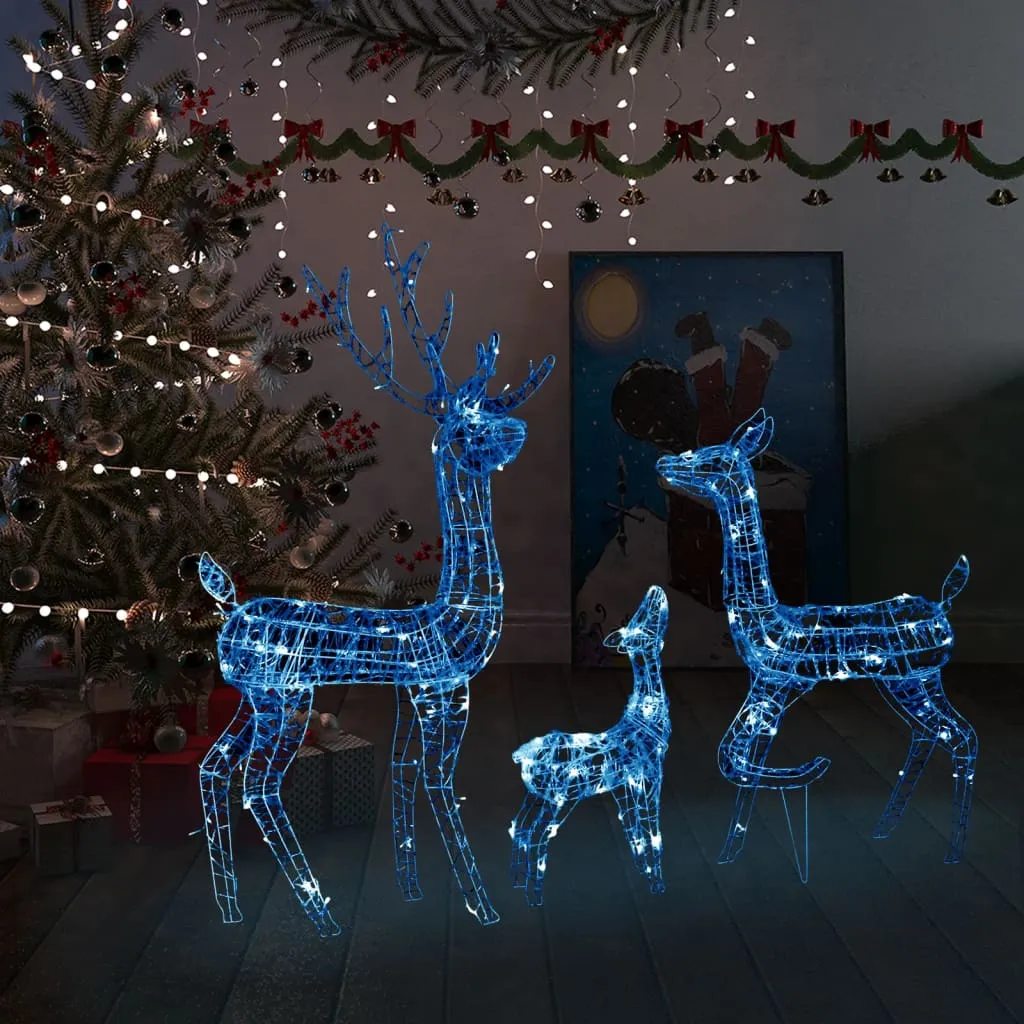 vidaXL Famiglia di Renne di Natale 300 LED Blu in Acrilico