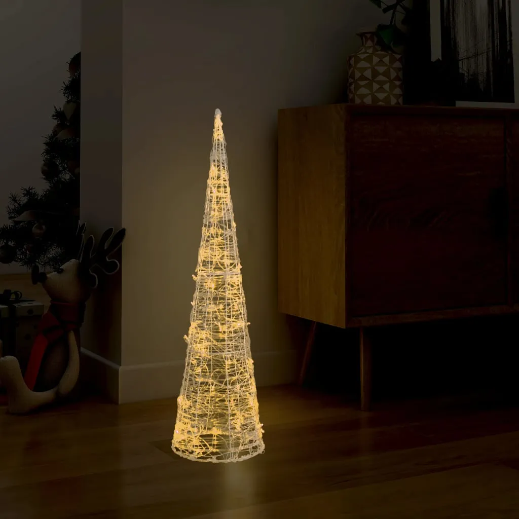 vidaXL Piramide Decorativa Cono Luce LED Acrilico Bianco Caldo 90 cm