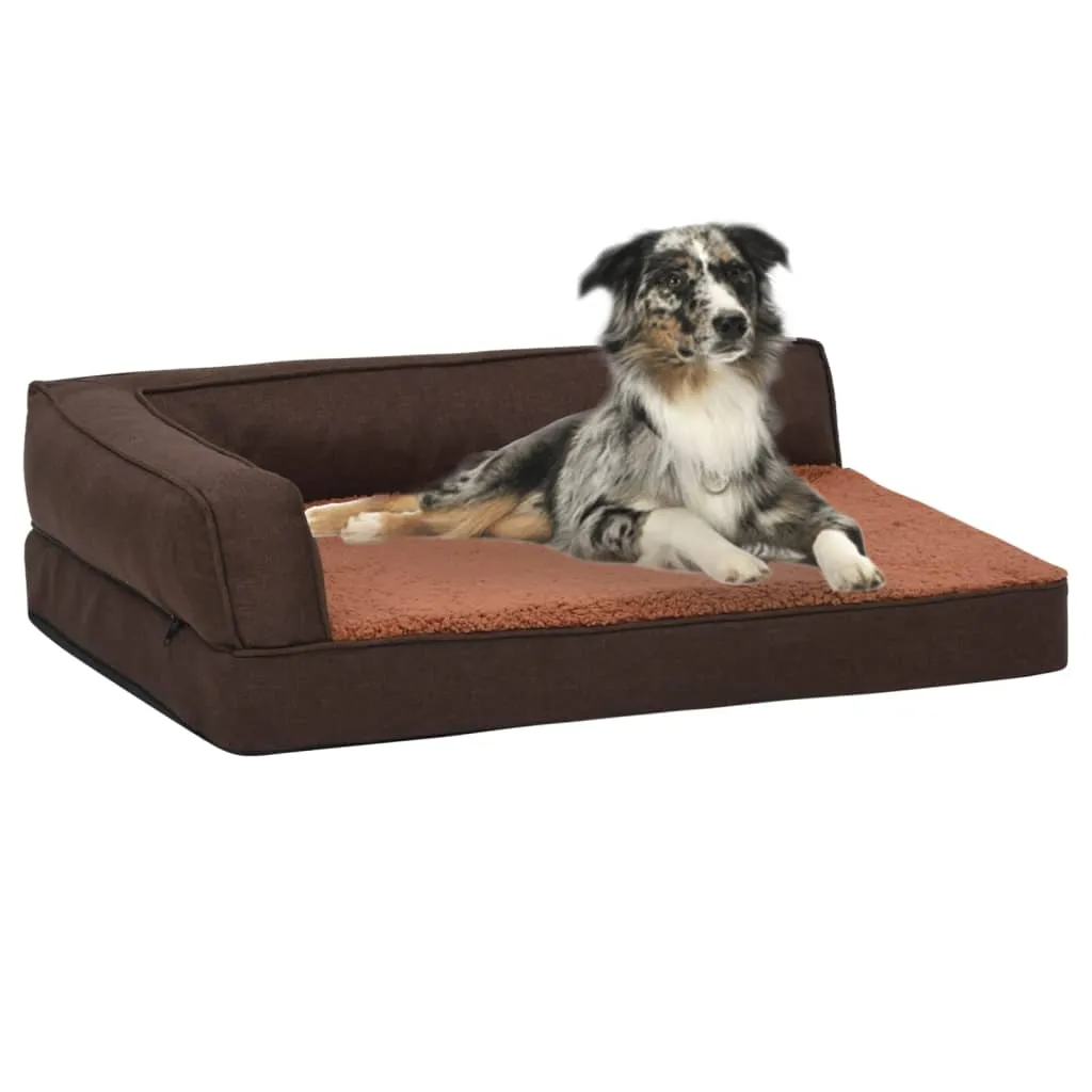 vidaXL Materasso Ergonomico per Cani 75x53cm Pile Effetto Lino Marrone