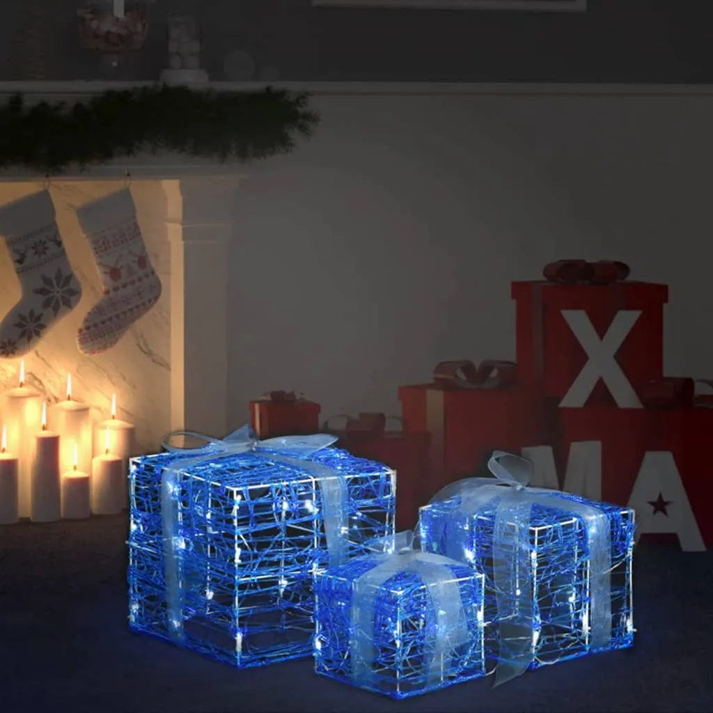 vidaXL Scatole Regalo Decorative Natale in Acrilico 3 pz Bianco Freddo