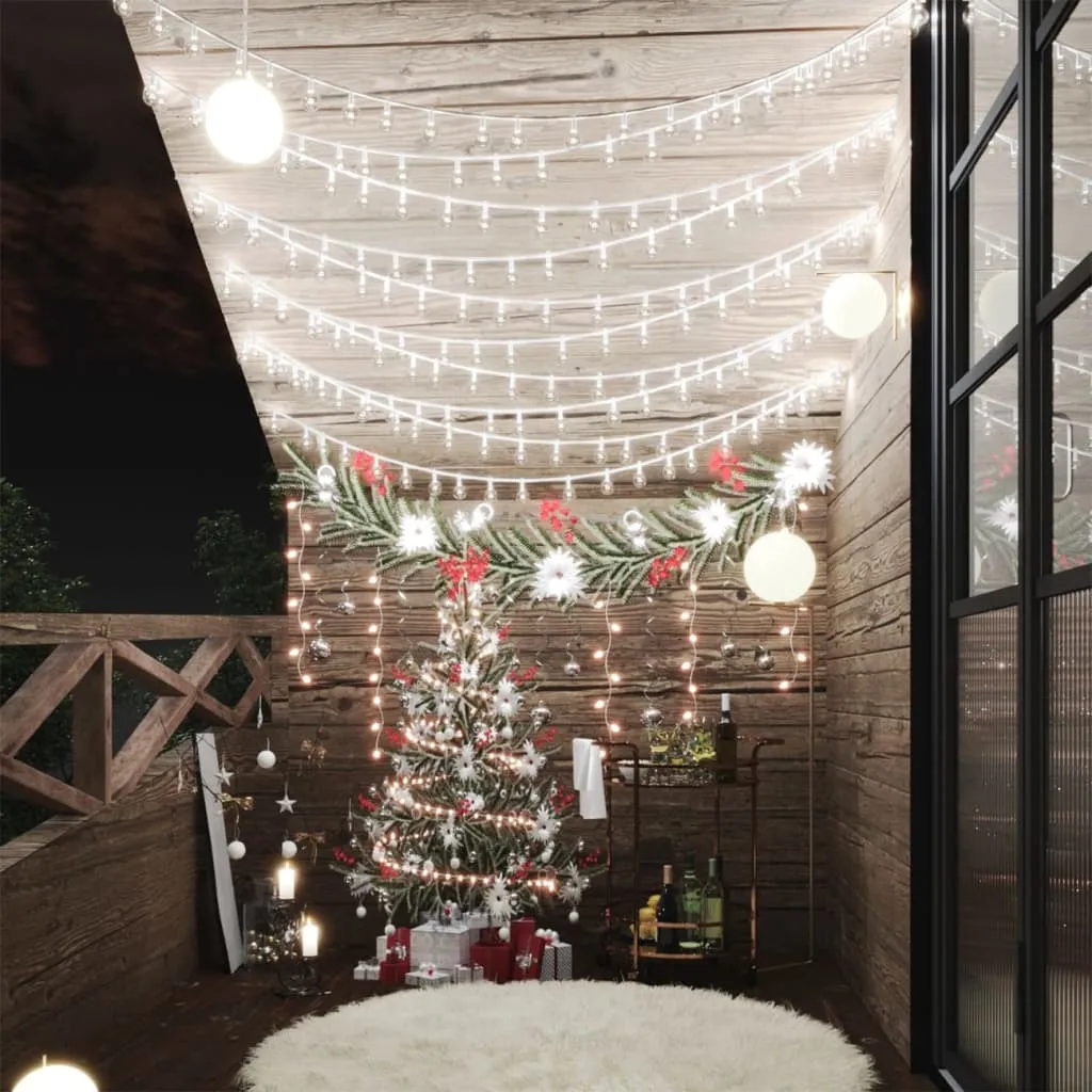 vidaXL Filo di Luci Sferiche 20m 200 LED Bianco Freddo 8 Funzioni