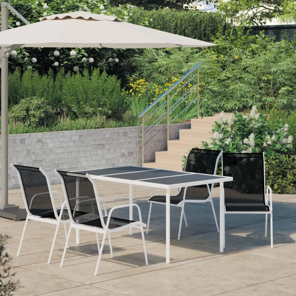 vidaXL Set da Pranzo da Giardino 5 pz in Acciaio Nero