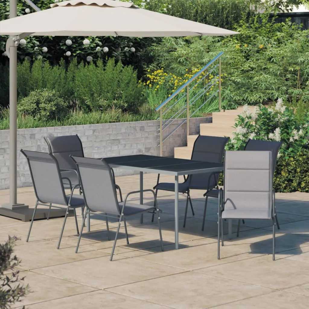 vidaXL Set da Pranzo da Giardino 7 pz in Acciaio Antracite