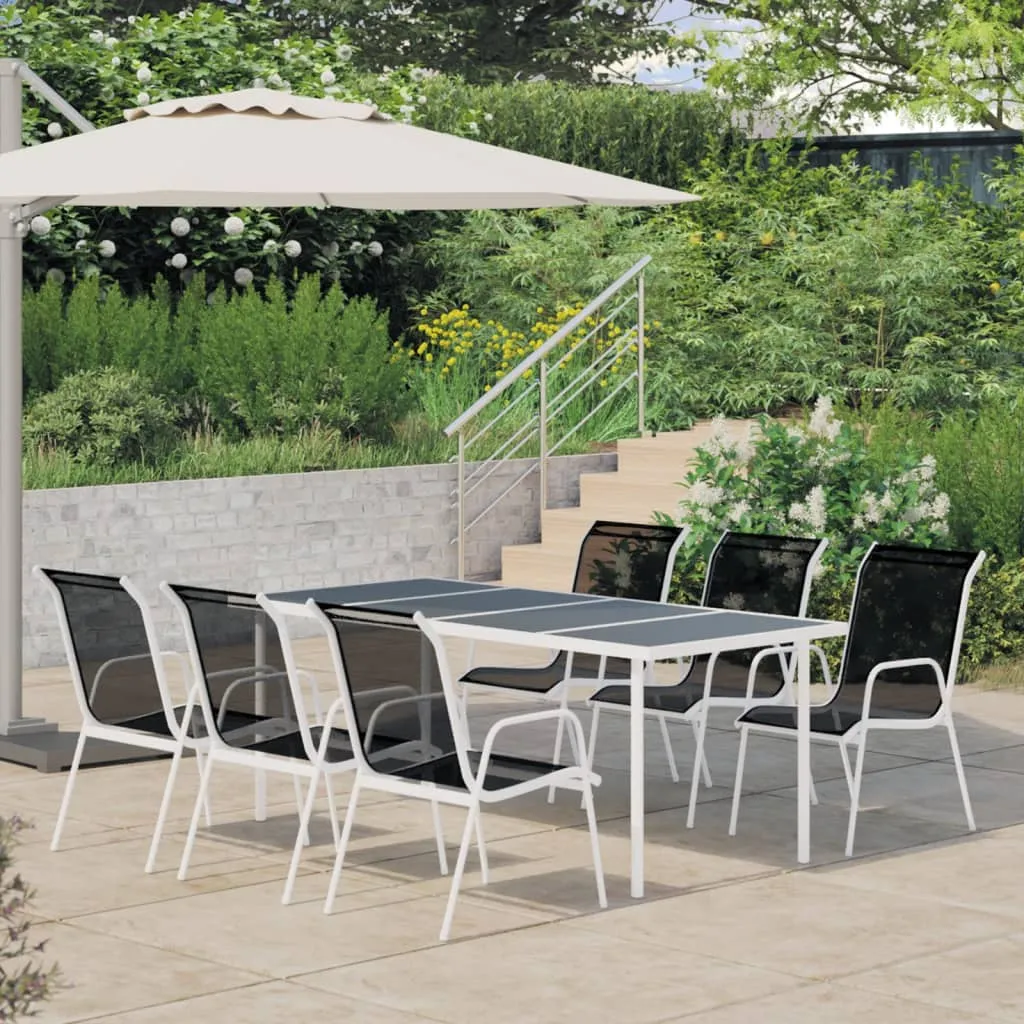 vidaXL Set da Pranzo da Giardino 7 pz in Acciaio Nero