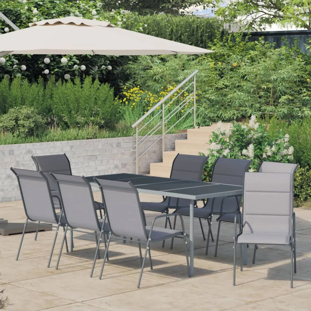 vidaXL Set da Pranzo per Giardino 9 pz in Acciaio Antracite