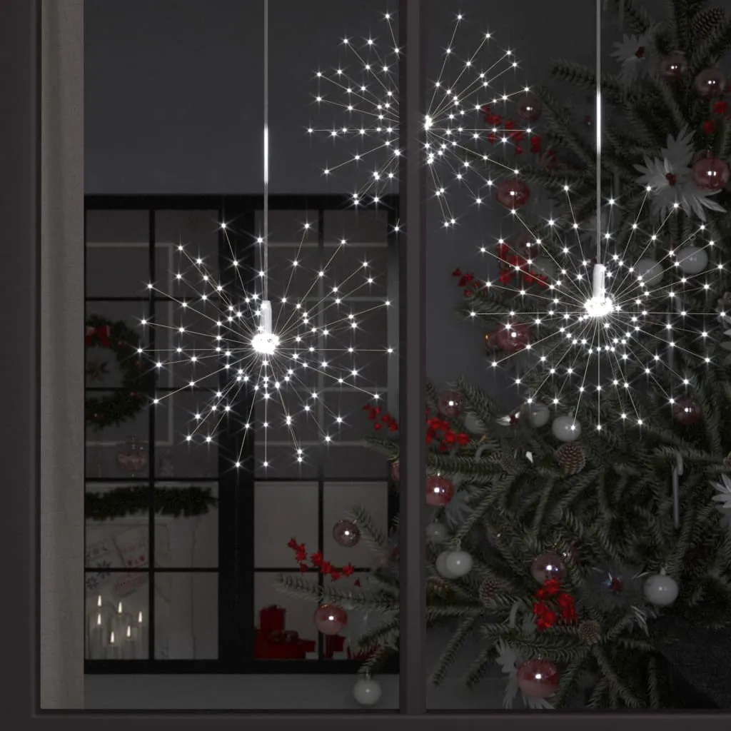 vidaXL Luci di Natale Fuochi Artificio 10pz Bianco Freddo 20cm 140 LED