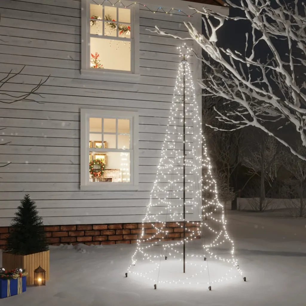 vidaXL Albero di Natale con Palo in Metallo 500 LED Bianco Freddo 3 m