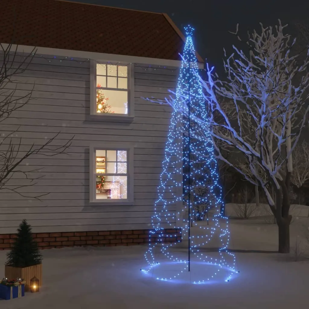 vidaXL Albero di Natale con Palo in Metallo 500 LED Blu 5 m