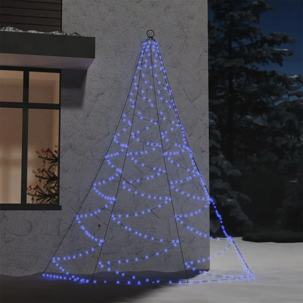 vidaXL Albero da Parete con Gancio Metallico 260 LED Blu 3 m