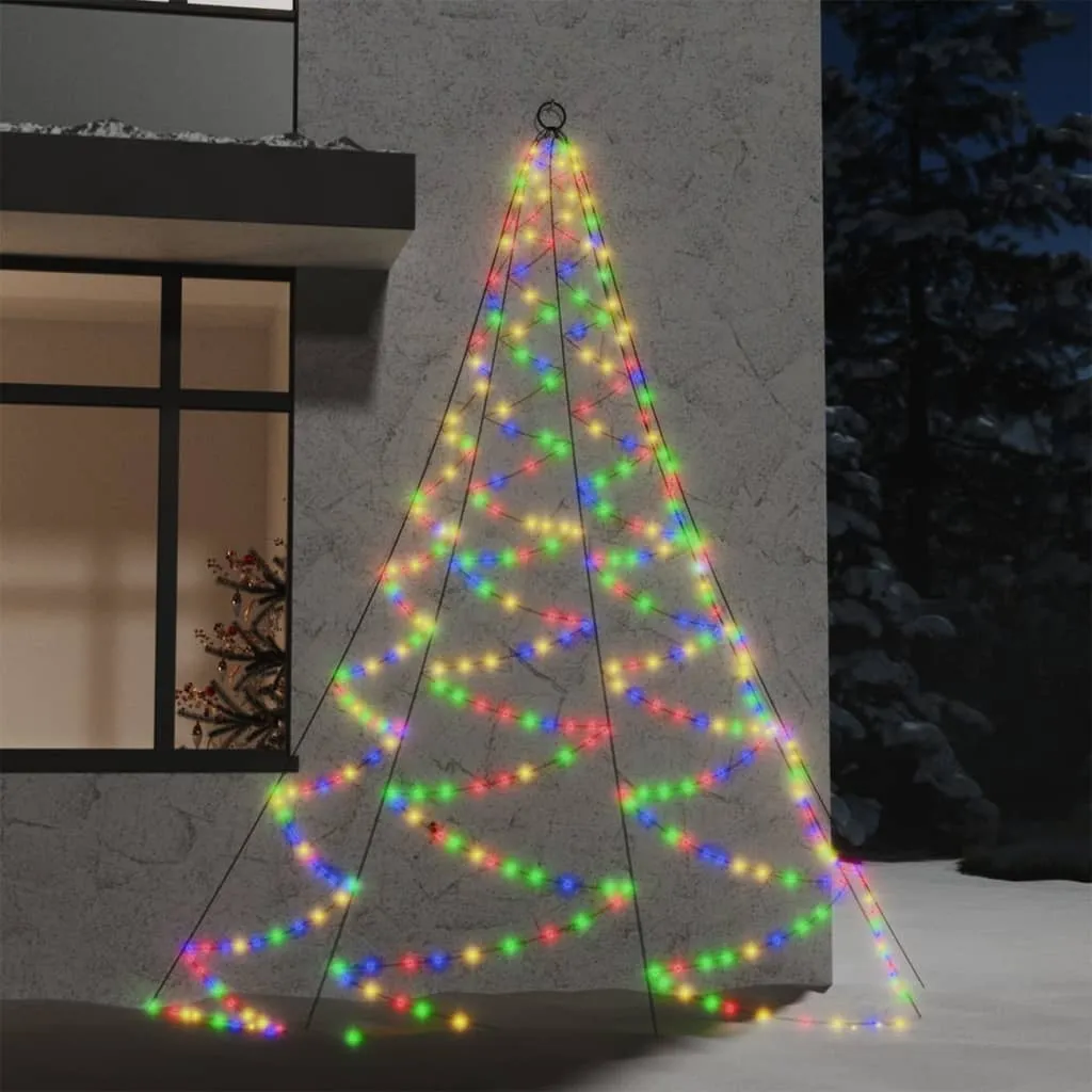 vidaXL Albero da Parete con Gancio Metallico 260 LED Multicolore 3 m