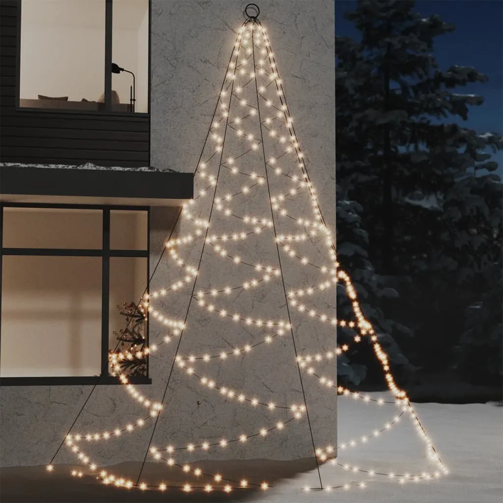 vidaXL Albero da Parete con Gancio Metallico 720 LED Bianco Caldo 5 m