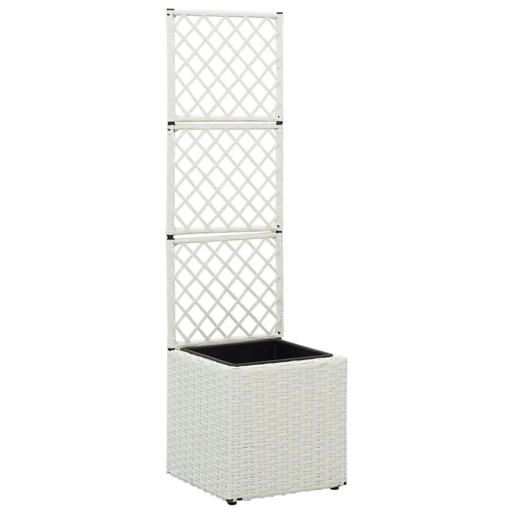 vidaXL Letto Rialzato Traliccio 1 Vaso 30x30x107cm Polyrattan Bianco