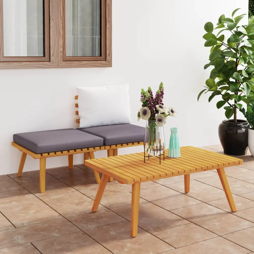 vidaXL Set Divani da Giardino 3 pz con Cuscini in Massello di Acacia