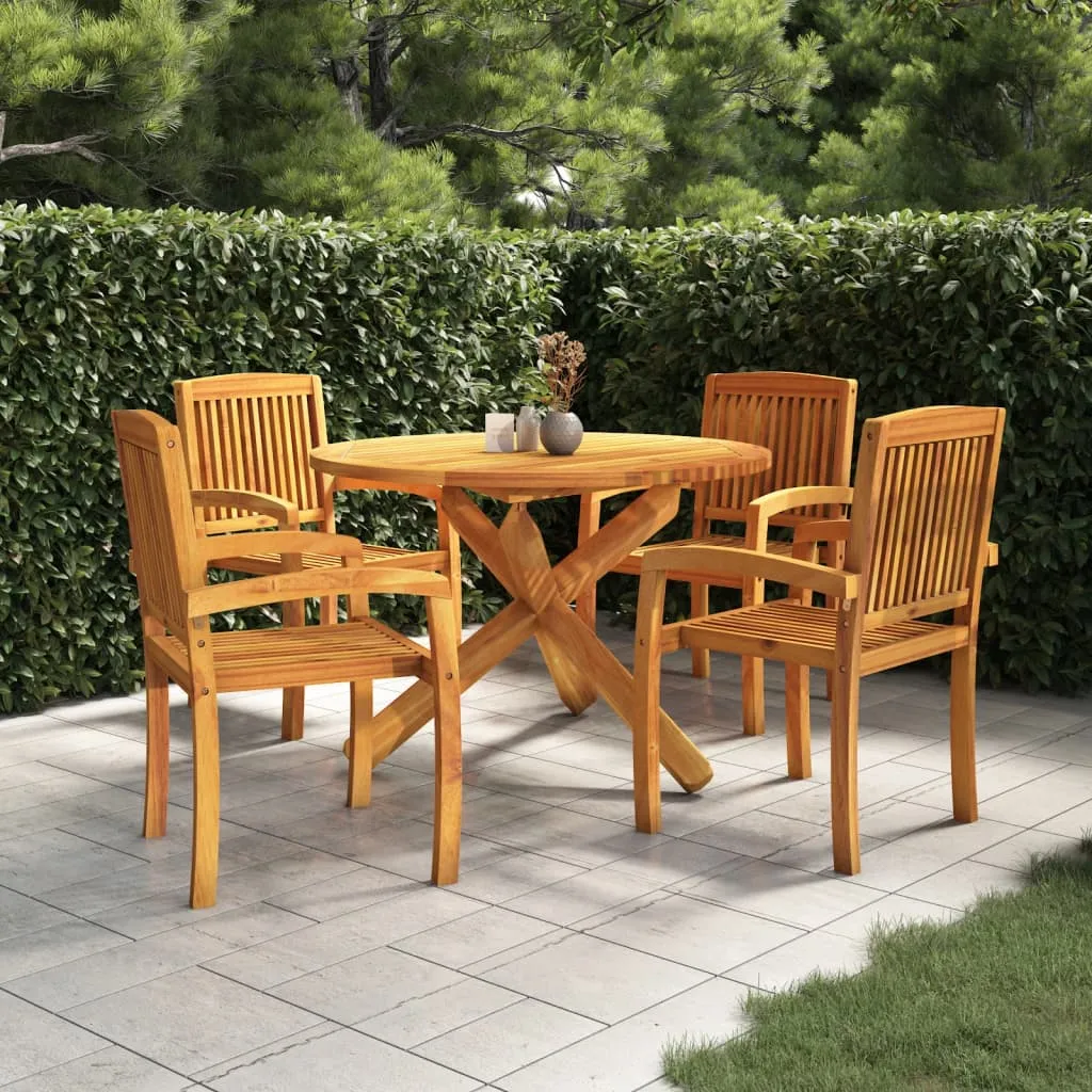 vidaXL Set da Pranzo per Giardino 5 pz in Legno Massello di Teak