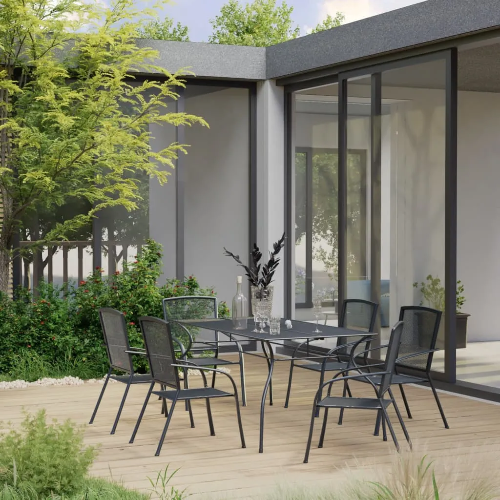 vidaXL Set Pranzo da Giardino 7 pz in Acciaio Antracite