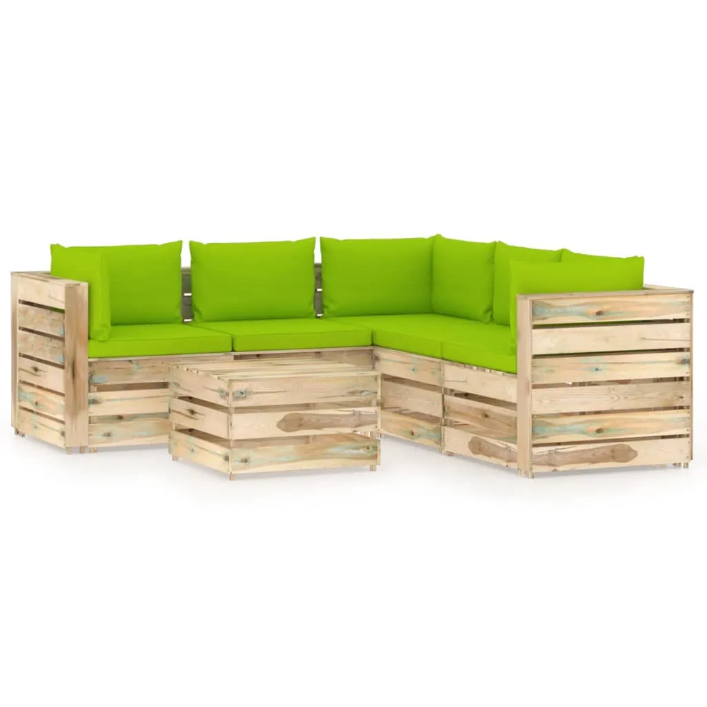 vidaXL Set Salotto da Giardino con Cuscini 6 pz Legno Impregnato Verde