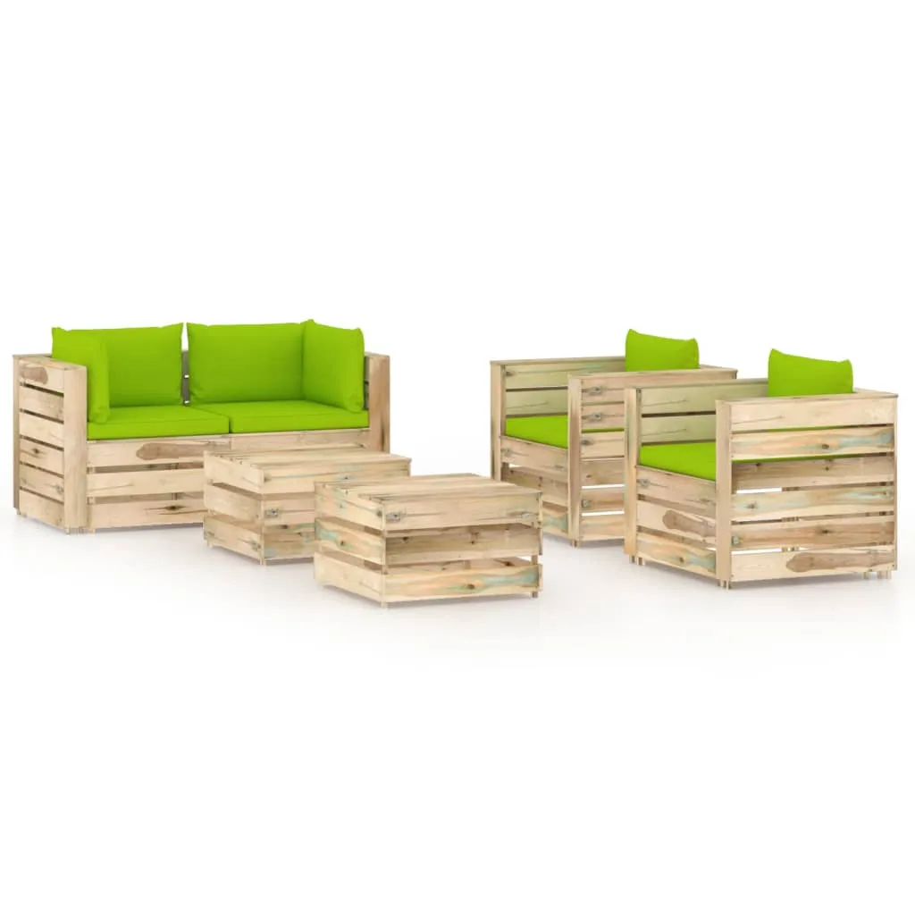 vidaXL Set Salotto da Giardino con Cuscini 6 pz Legno Impregnato Verde