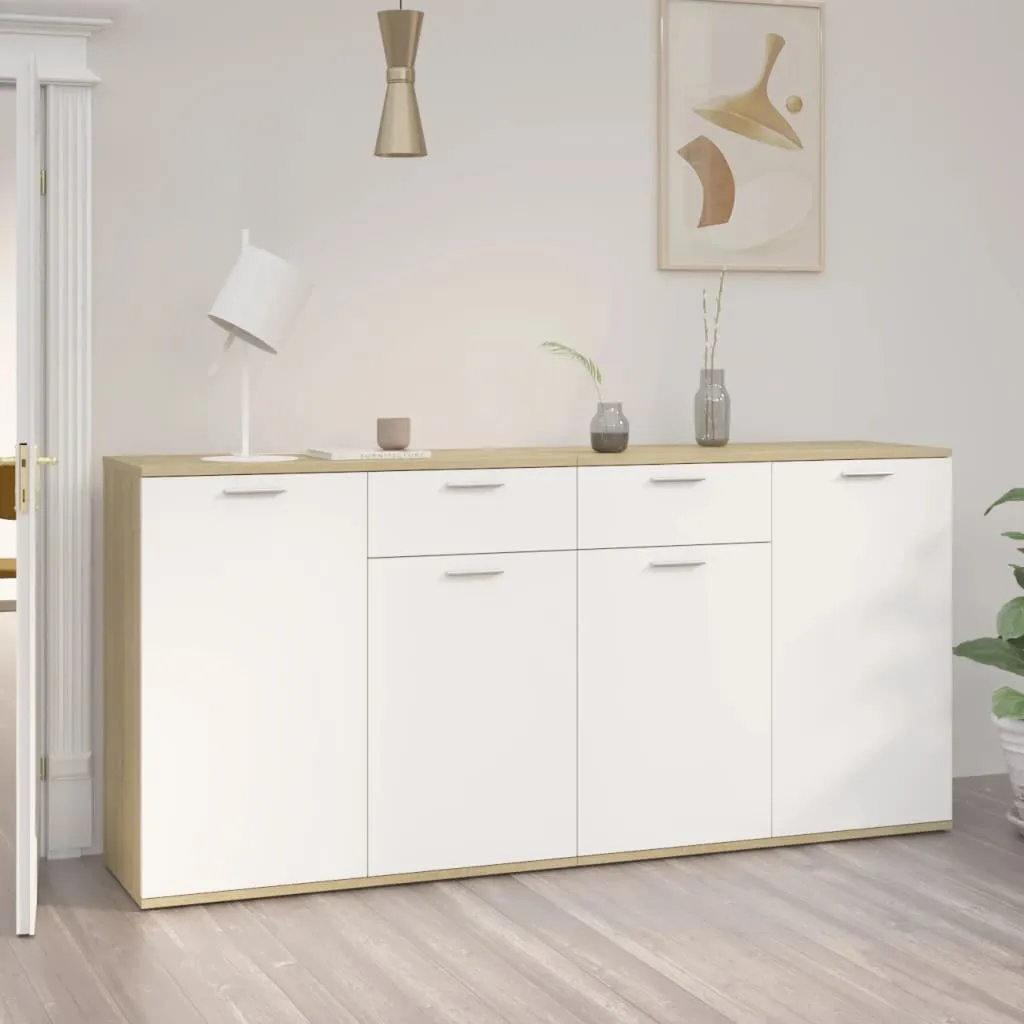 vidaXL Credenza Bianca e Rovere Sonoma 160x36x75 cm in Truciolato