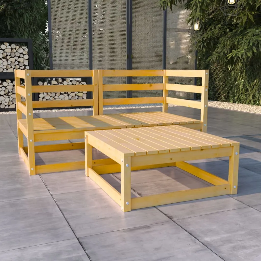 vidaXL Set Divani da Giardino 3 pz in Legno Massello di Pino