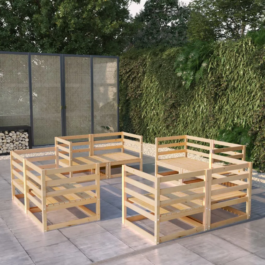 vidaXL Set Divani da Giardino 8 pz in Legno Massello di Pino