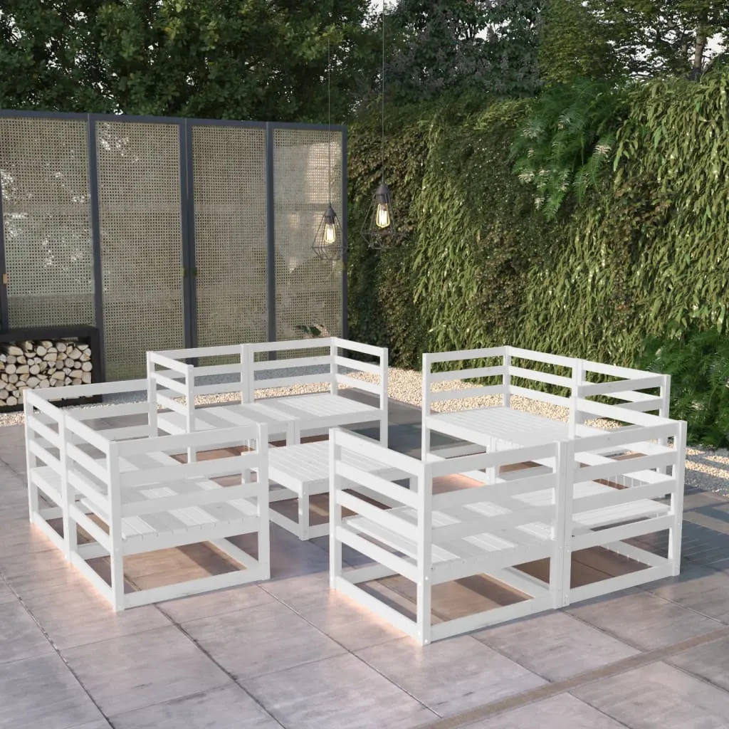 vidaXL Set Divani da Giardino 9 pz Bianco in Legno Massello di Pino