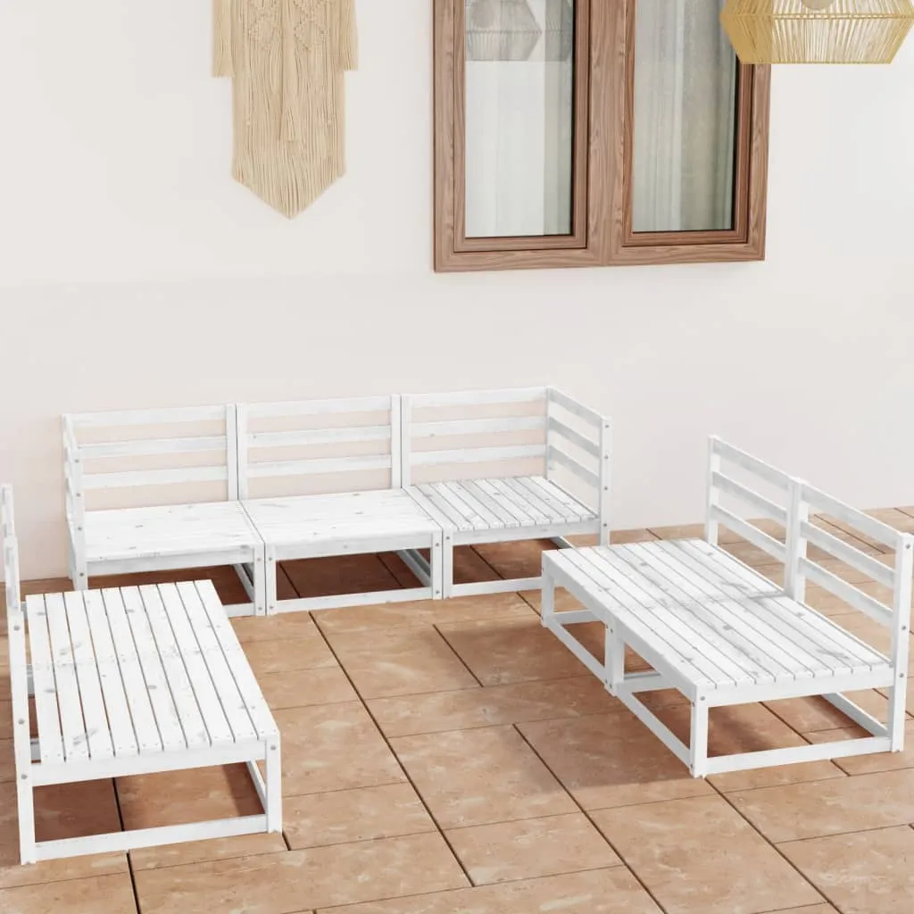 vidaXL Set Divani da Giardino 7 pz Bianco in Legno Massello di Pino