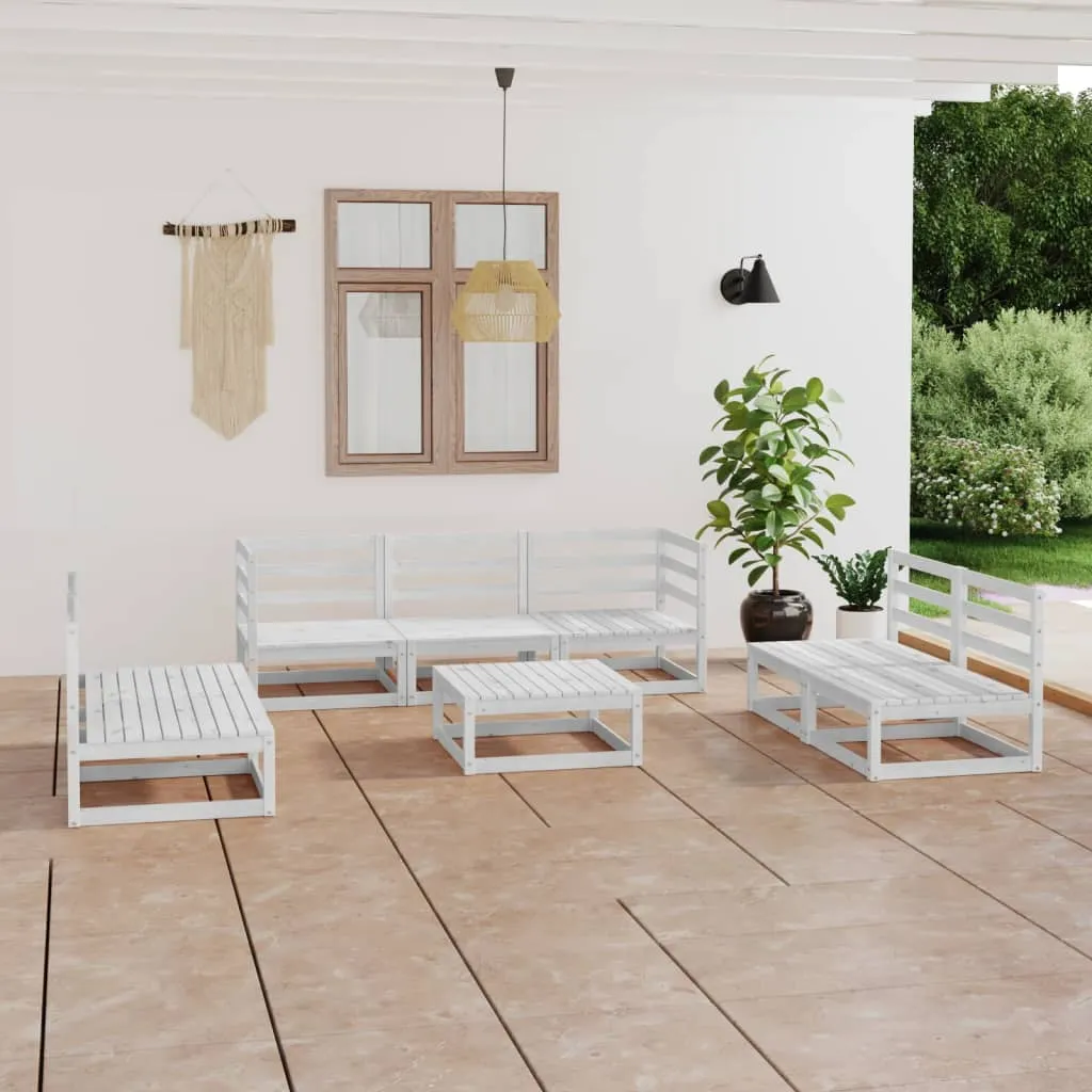 vidaXL Set Divani da Giardino 8 pz Bianco in Legno Massello di Pino