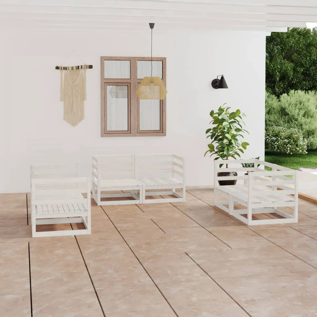 vidaXL Set Divani da Giardino 6 pz Bianco in Legno Massello di Pino