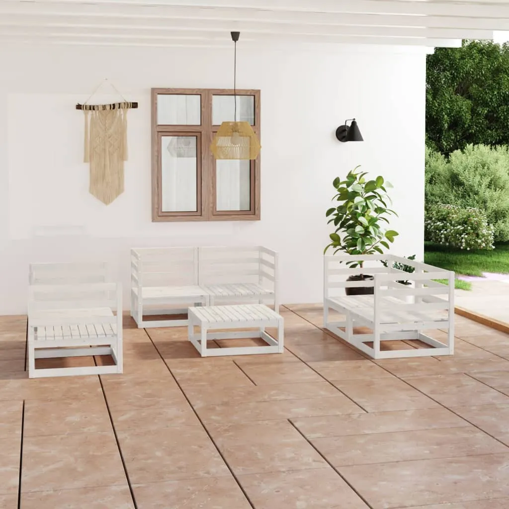 vidaXL Set Divani da Giardino 7 pz Bianco in Legno Massello di Pino