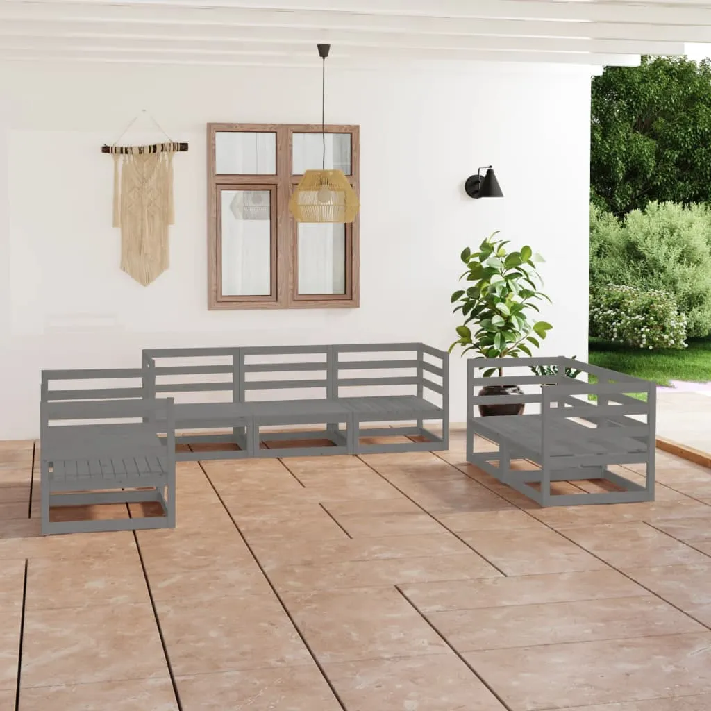 vidaXL Set Divani da Giardino 7 pz Grigio in Legno Massello di Pino