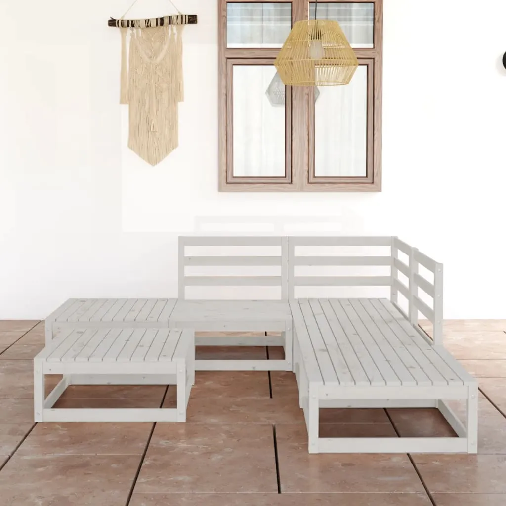 vidaXL Set Divani da Giardino 6 pz Bianco in Legno Massello di Pino