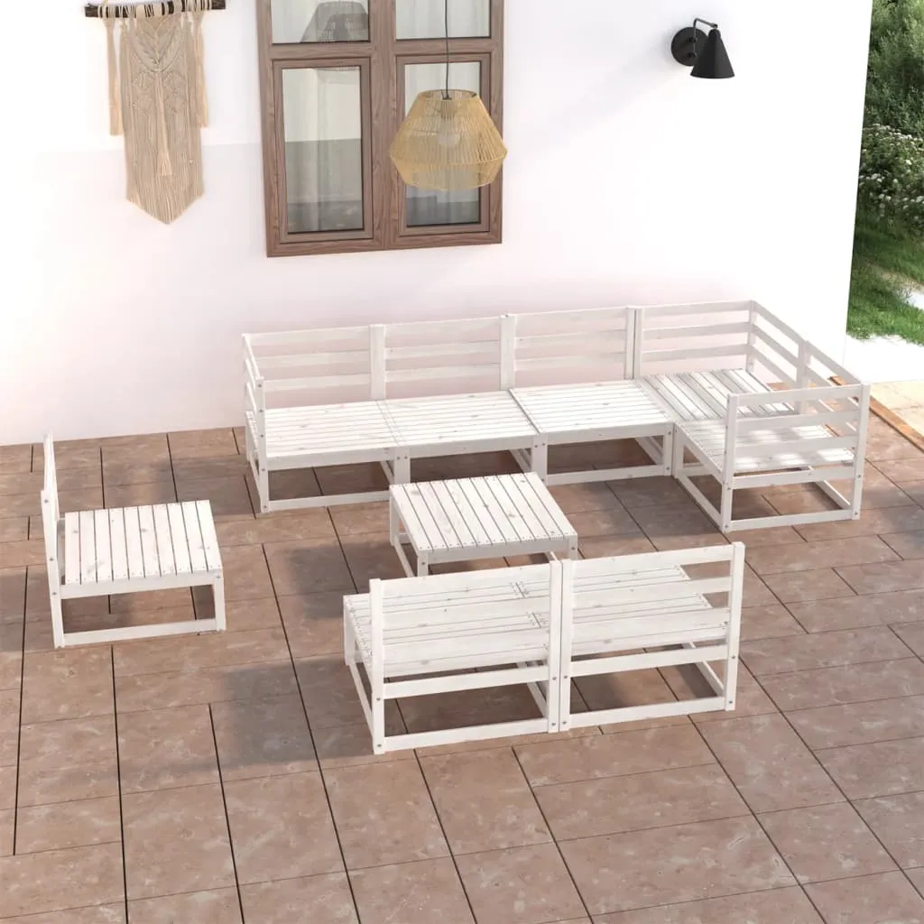 vidaXL Set Divani da Giardino 9 pz Bianco in Legno Massello di Pino