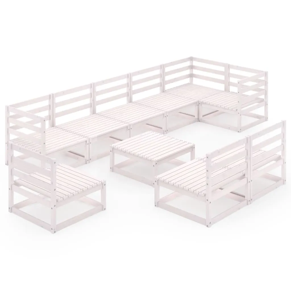 vidaXL Set Divani da Giardino 10 pz Bianco in Legno Massello di Pino