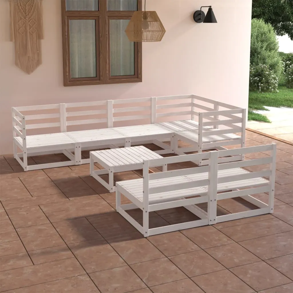 vidaXL Set Divani da Giardino 8 pz Bianco in Legno Massello di Pino