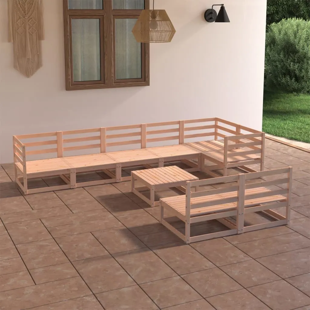 vidaXL Set Divani da Giardino 9 pz in Legno Massello di Pino