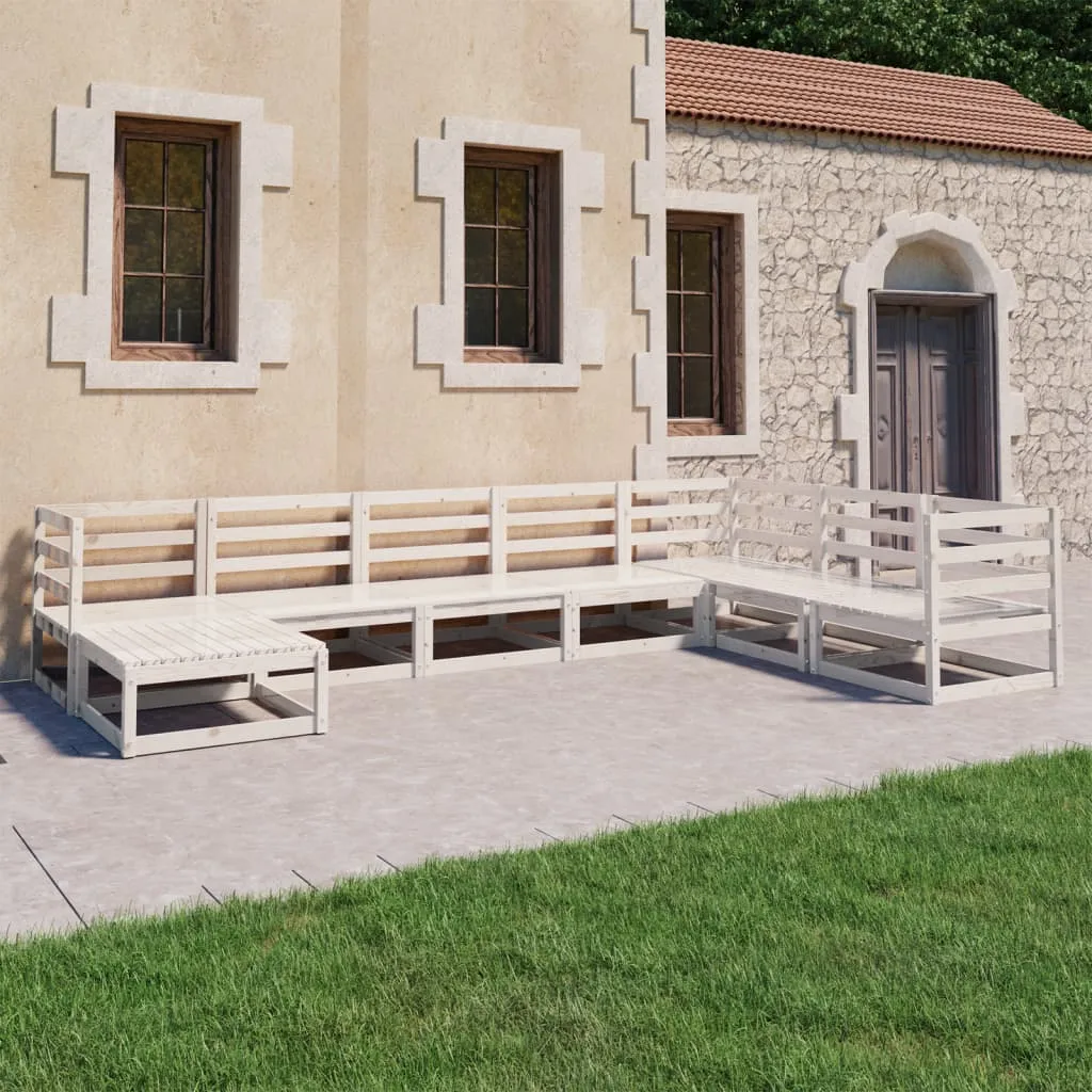 vidaXL Set Divani da Giardino 8 pz Bianchi in Legno Massello di Pino