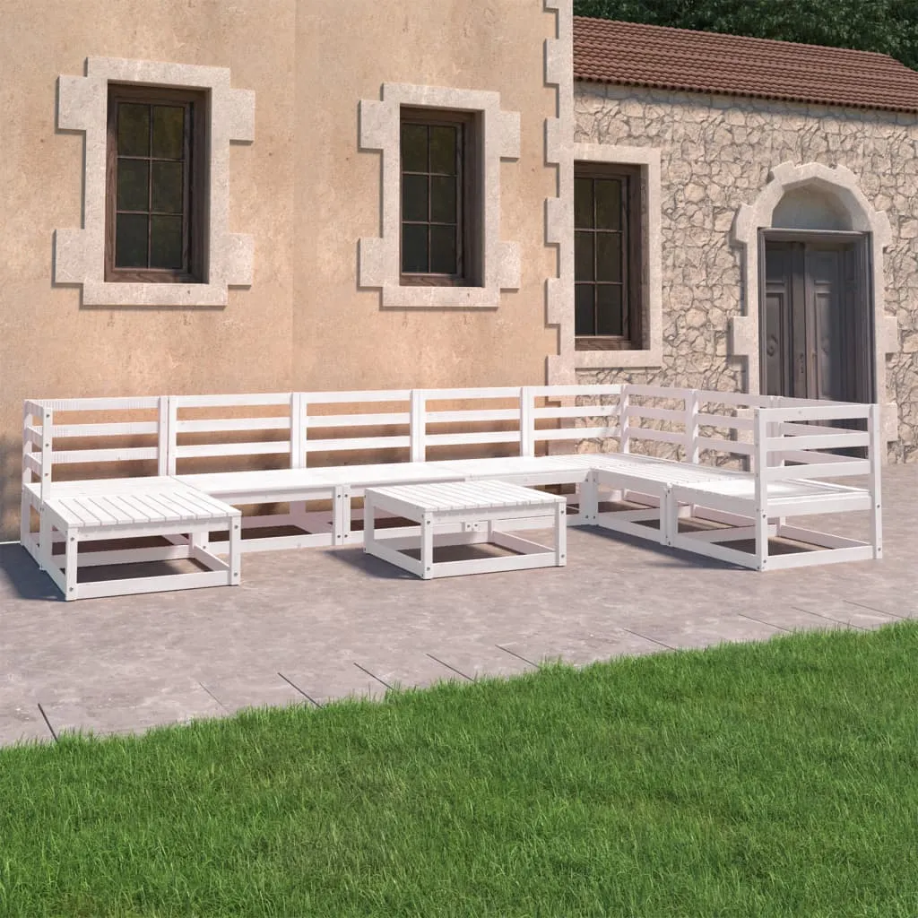 vidaXL Set Divani da Giardino 9 pz Bianchi in Legno Massello di Pino