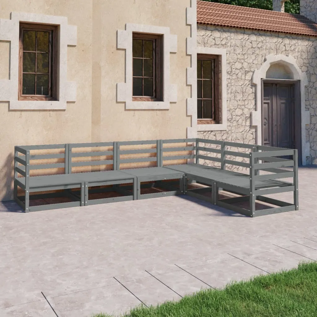 vidaXL Set Divani da Giardino 6 pz Grigi in Legno Massello di Pino