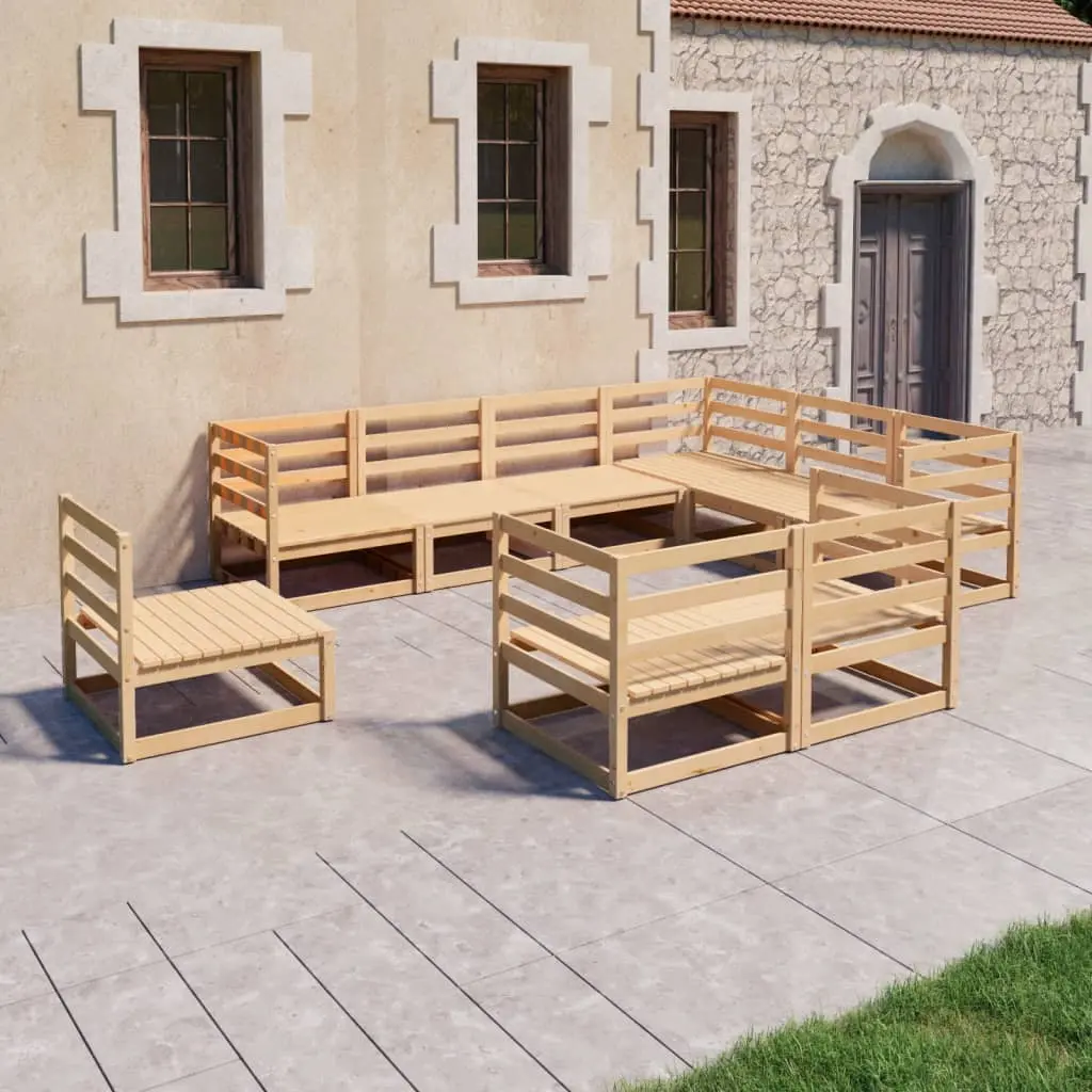 Set Divani da Giardino 9 pz in Legno Massello di Pino