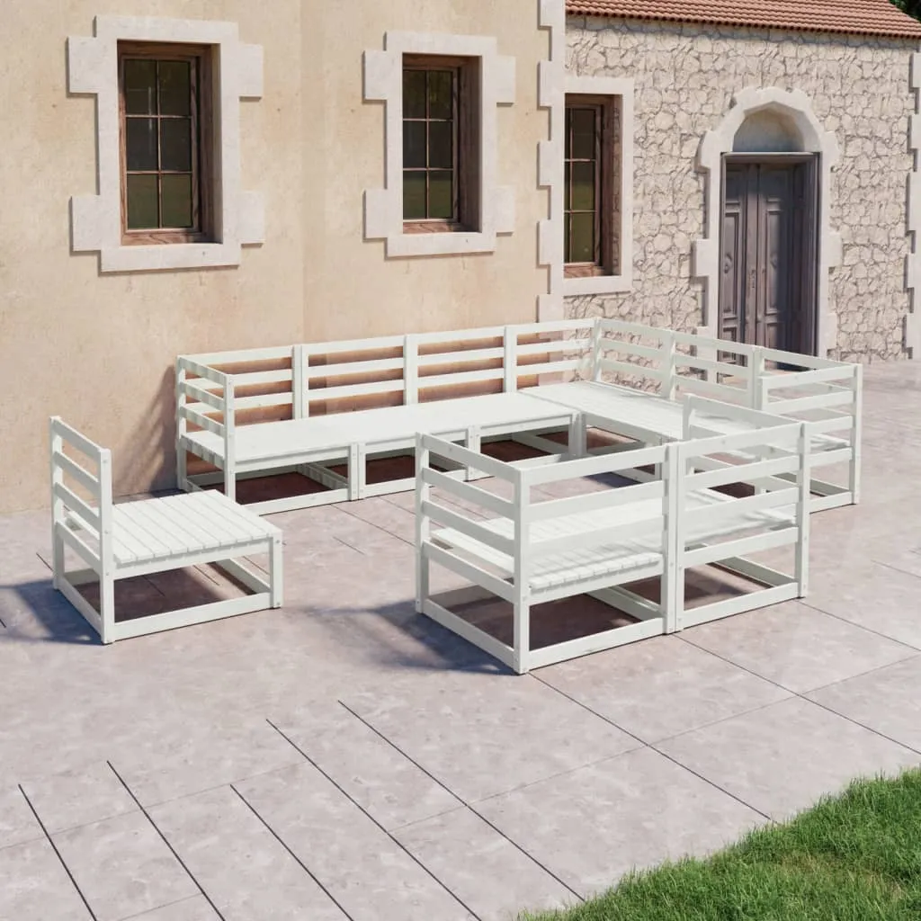 vidaXL Set Divani da Giardino 9 pz Bianchi in Legno Massello di Pino