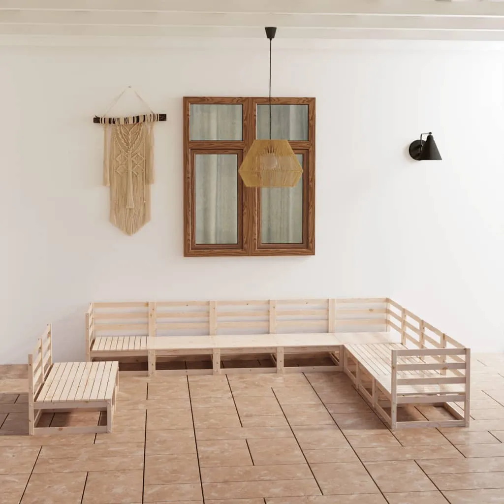 vidaXL Set Divani da Giardino 10 pz in Legno Massello di Pino