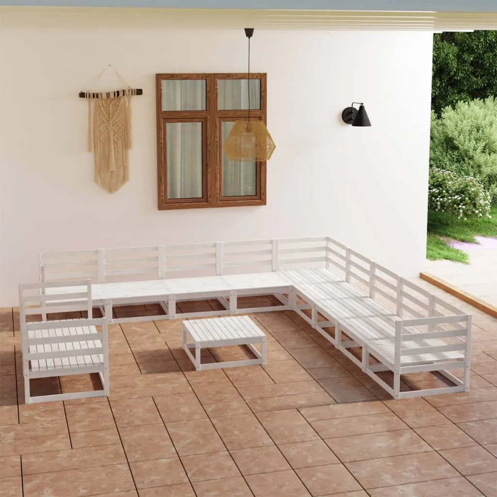 vidaXL Set Divani da Giardino 12 pz Bianco in Legno Massello di Pino