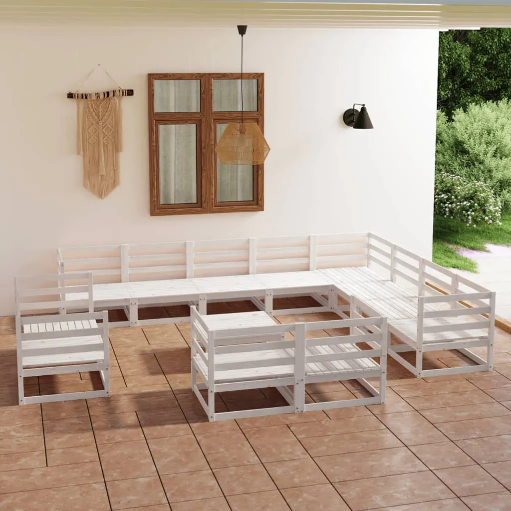 vidaXL Set Divani da Giardino 13 pz Bianco in Legno Massello di Pino