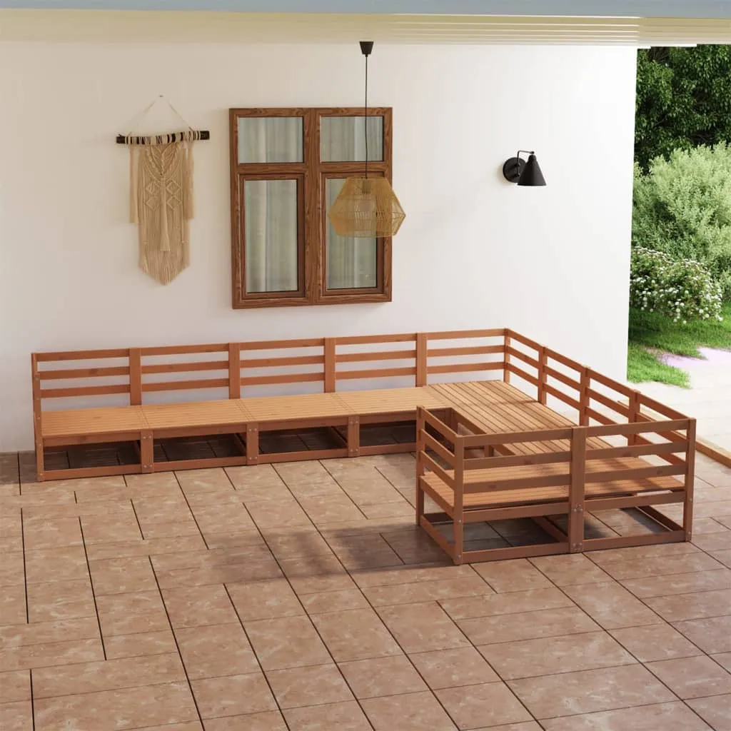 vidaXL Set Divani da Giardino 9 pz in Legno Massello di Pino