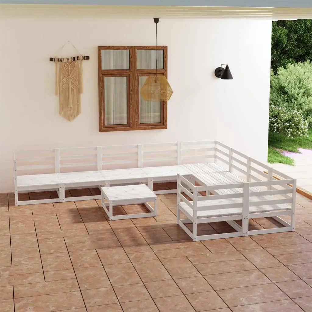 vidaXL Set Divani da Giardino 10 pz in Legno Massello di Pino