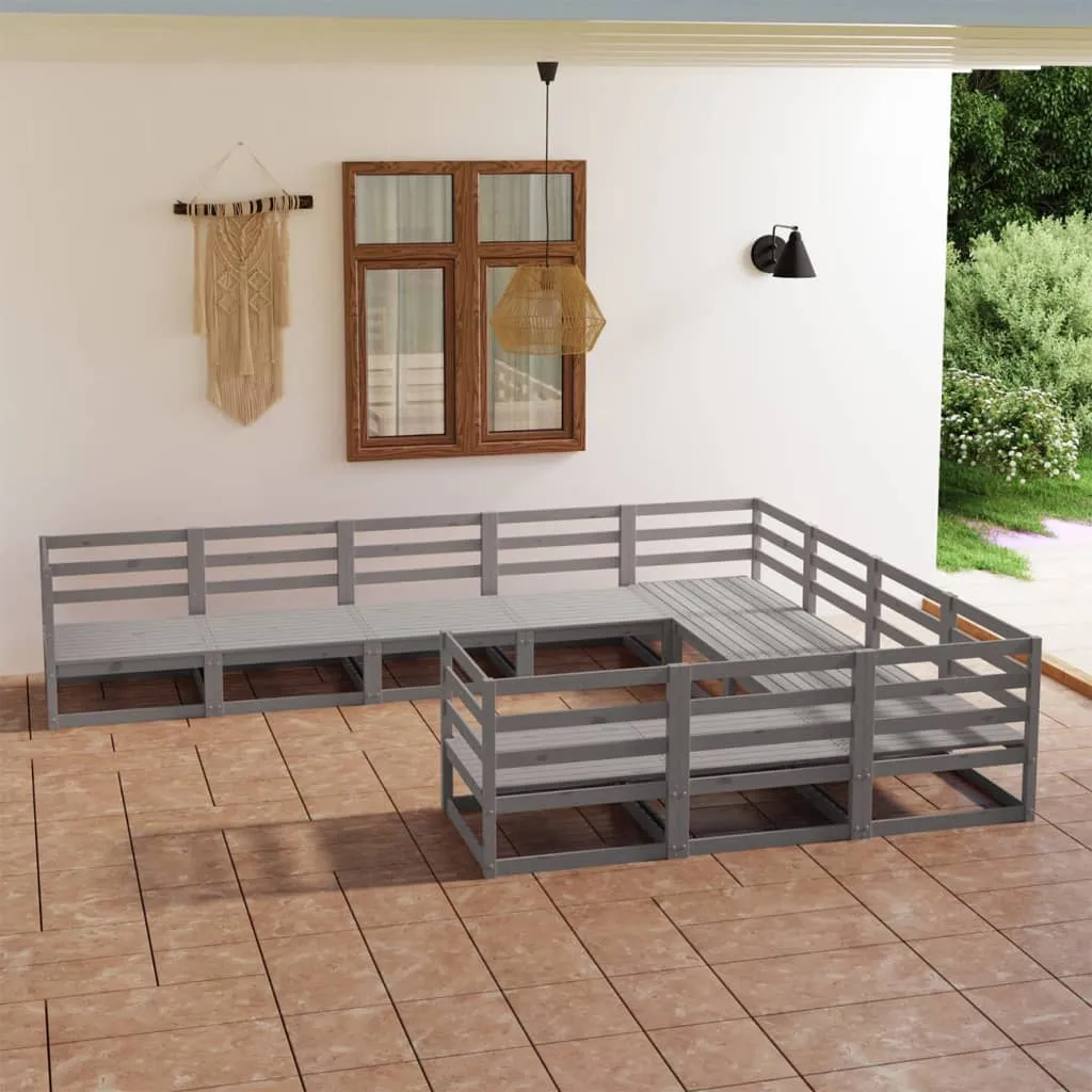 vidaXL Set Divani da Giardino 10 pz in Legno Massello di Pino