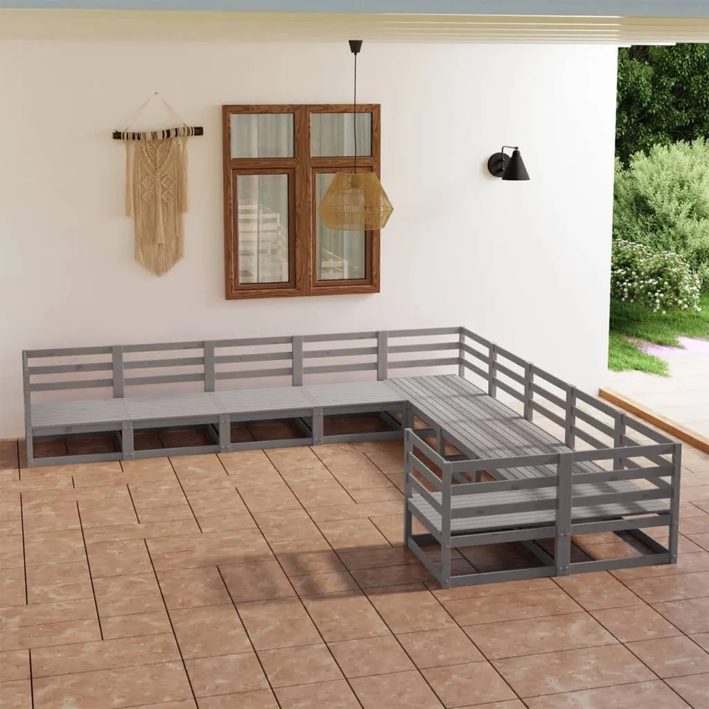 vidaXL Set Divani da Giardino 10 pz in Legno Massello di Pino