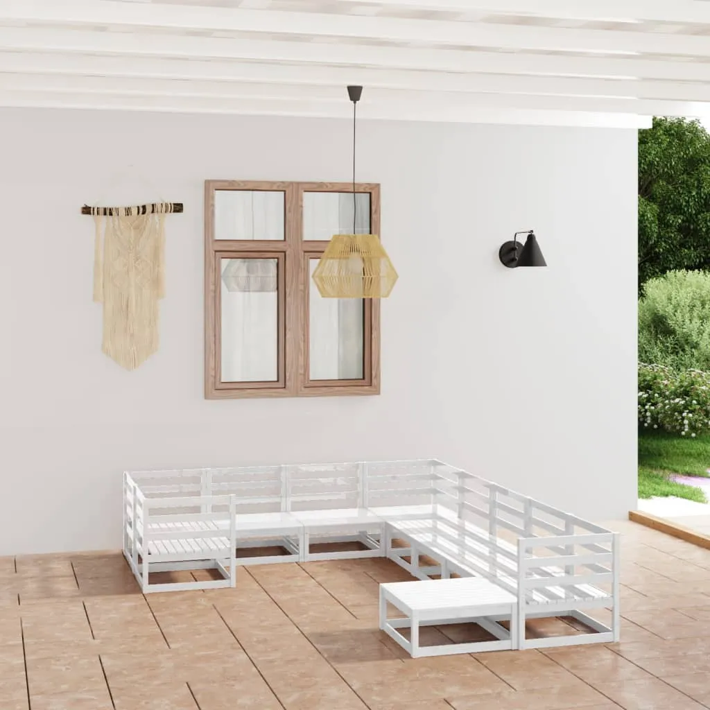 vidaXL Set Divani da Giardino 10 pz in Legno Massello di Pino