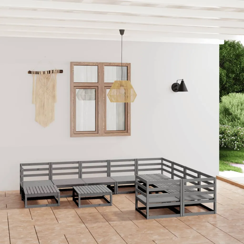 vidaXL Set Divani da Giardino 11 pz in Legno Massello di Pino